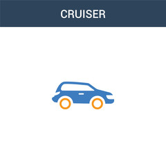 two colored Cruiser concept vector icon. 2 color Cruiser vector illustration. isolated blue and orange eps icon on white background.