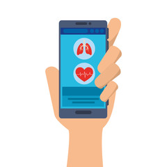 medicine online with smartphone and icons vector illustration design