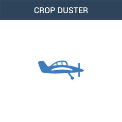 two colored crop duster concept vector icon. 2 color crop duster vector illustration. isolated blue and orange eps icon on white background.