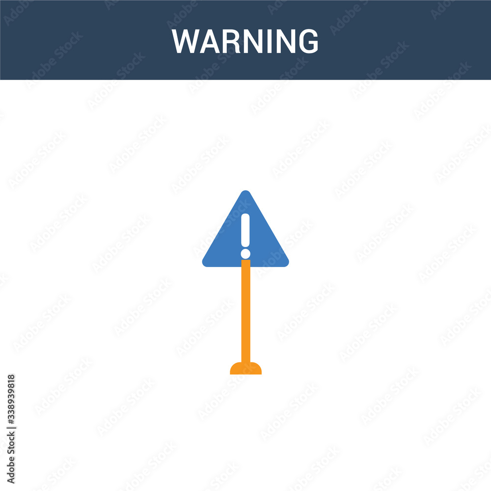 Poster two colored warning concept vector icon. 2 color warning vector illustration. isolated blue and oran