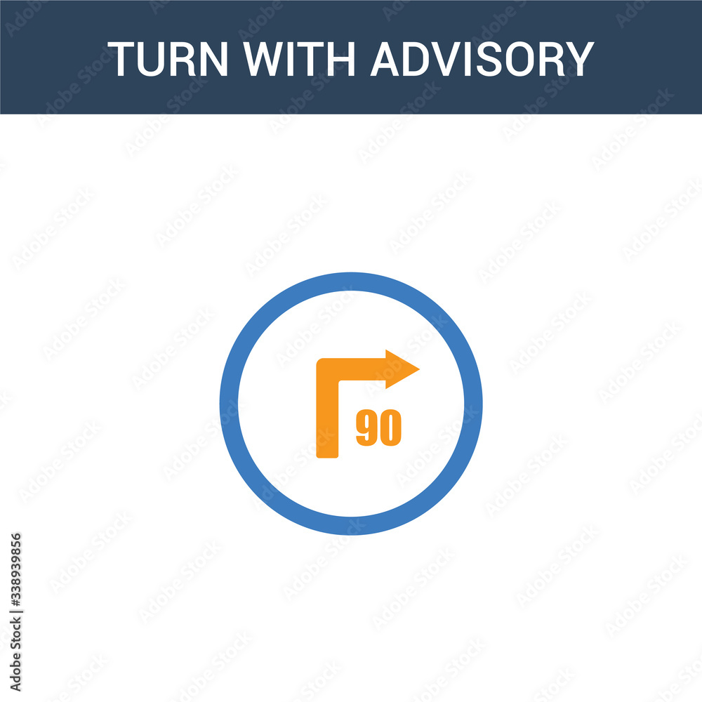 Aufkleber two colored turn with advisory speed concept vector icon. 2 color turn with advisory speed vector il
