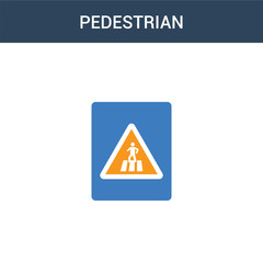 two colored Pedestrian concept vector icon. 2 color Pedestrian vector illustration. isolated blue and orange eps icon on white background.