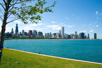 Skyline of Chicago and Lake Michigan.