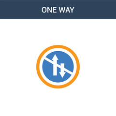 two colored One way concept vector icon. 2 color One way vector illustration. isolated blue and orange eps icon on white background.