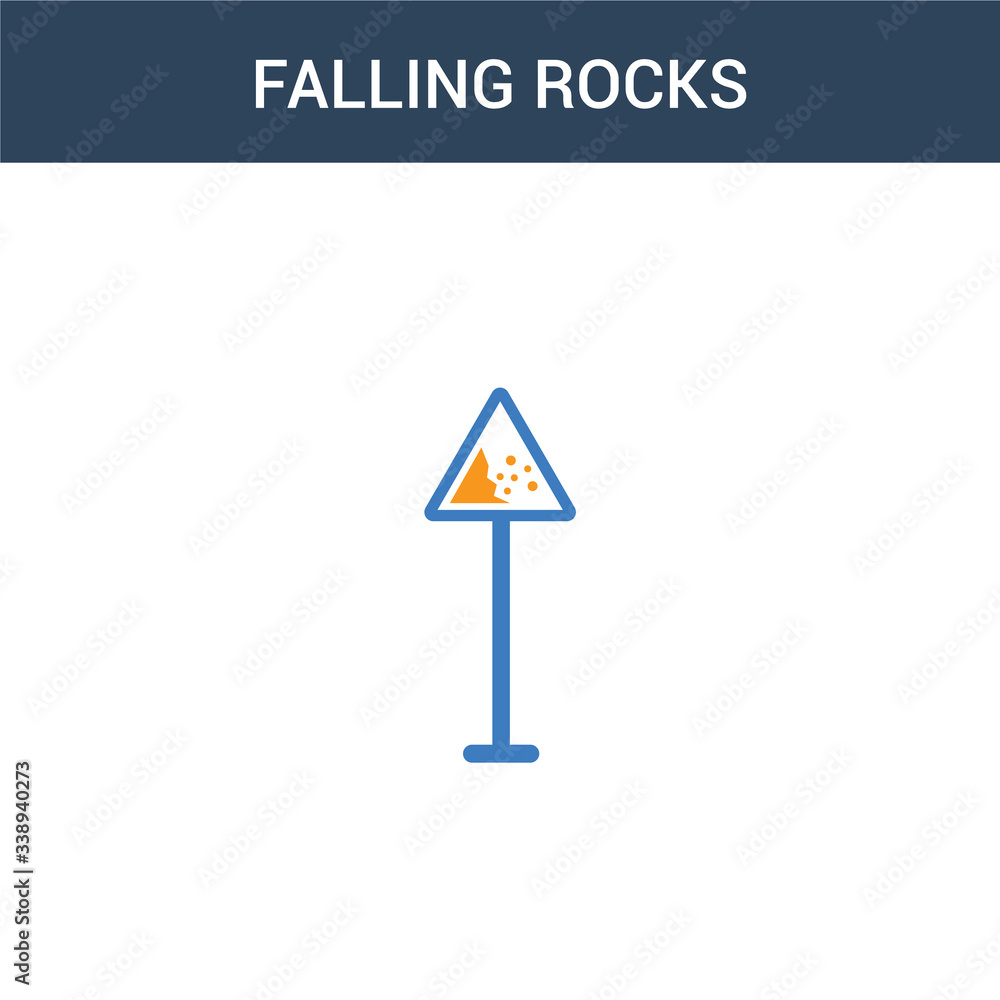 Poster two colored falling rocks concept vector icon. 2 color falling rocks vector illustration. isolated b