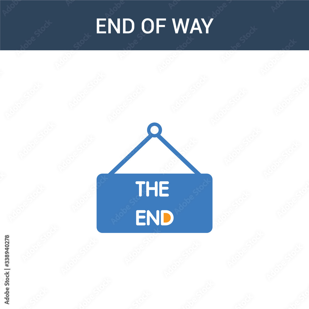 Aufkleber two colored end of way concept vector icon. 2 color end of way vector illustration. isolated blue an