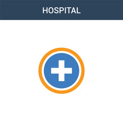 two colored Hospital concept vector icon. 2 color Hospital vector illustration. isolated blue and orange eps icon on white background.