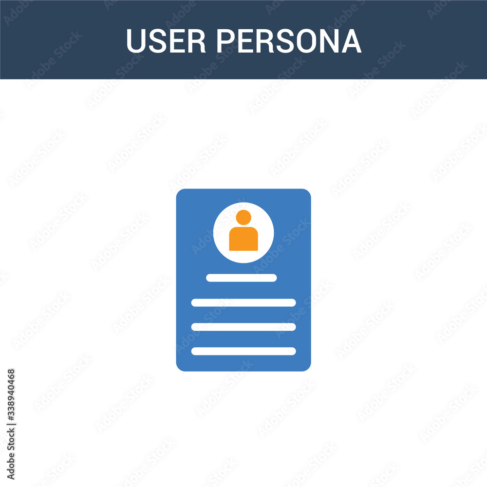 Poster two colored user persona concept vector icon. 2 color user persona vector illustration. isolated blu