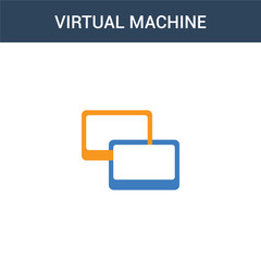 two colored Virtual Machine concept vector icon. 2 color Virtual Machine vector illustration. isolated blue and orange eps icon on white background.