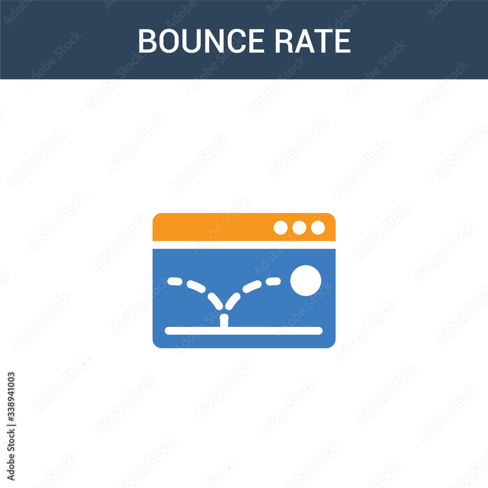 Poster two colored bounce rate concept vector icon. 2 color bounce rate vector illustration. isolated blue 