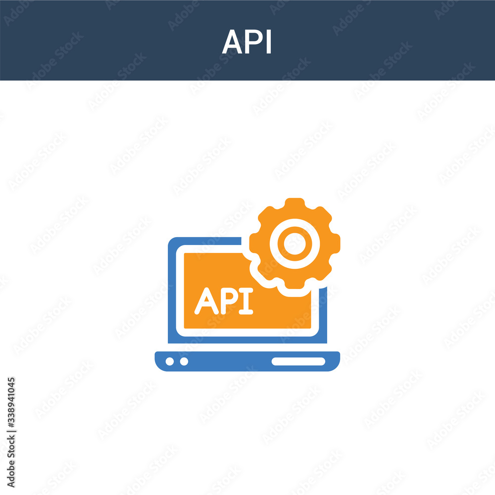 Poster two colored api concept vector icon. 2 color api vector illustration. isolated blue and orange eps i