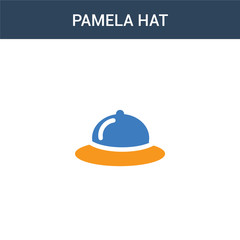 two colored Pamela hat concept vector icon. 2 color Pamela hat vector illustration. isolated blue and orange eps icon on white background.