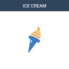 two colored Ice cream concept vector icon. 2 color Ice cream vector illustration. isolated blue and orange eps icon on white background.