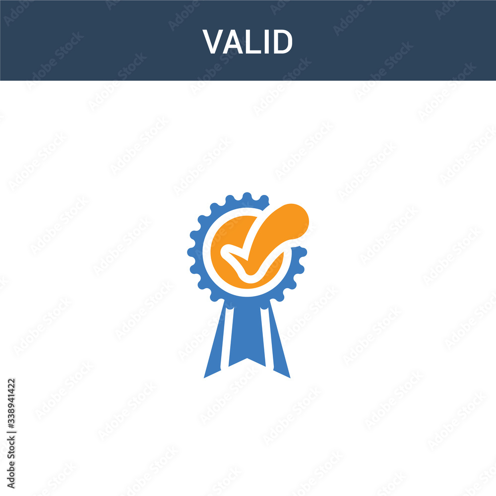 Poster two colored valid concept vector icon. 2 color valid vector illustration. isolated blue and orange e