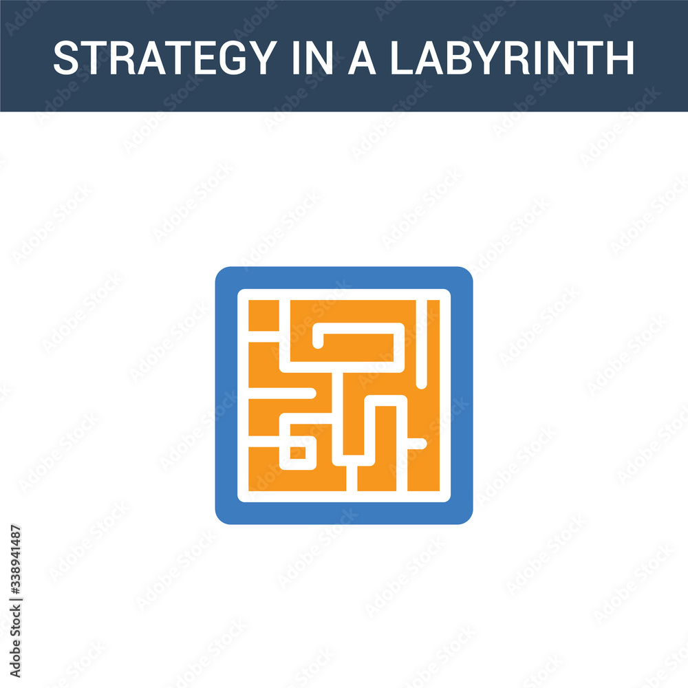 Aufkleber two colored strategy in a labyrinth concept vector icon. 2 color strategy in a labyrinth vector illu