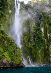 Obraz premium Waterfall in Fiordland, South Island NZ