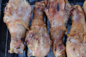 South African Braai Meat on the barbecue grill charcoal fire cooking
