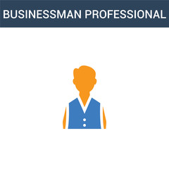 two colored Businessman professional concept vector icon. 2 color Businessman professional vector illustration. isolated blue and orange eps icon on white background.