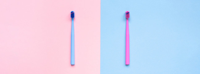 Teeth hygiene and oral care products flatlay