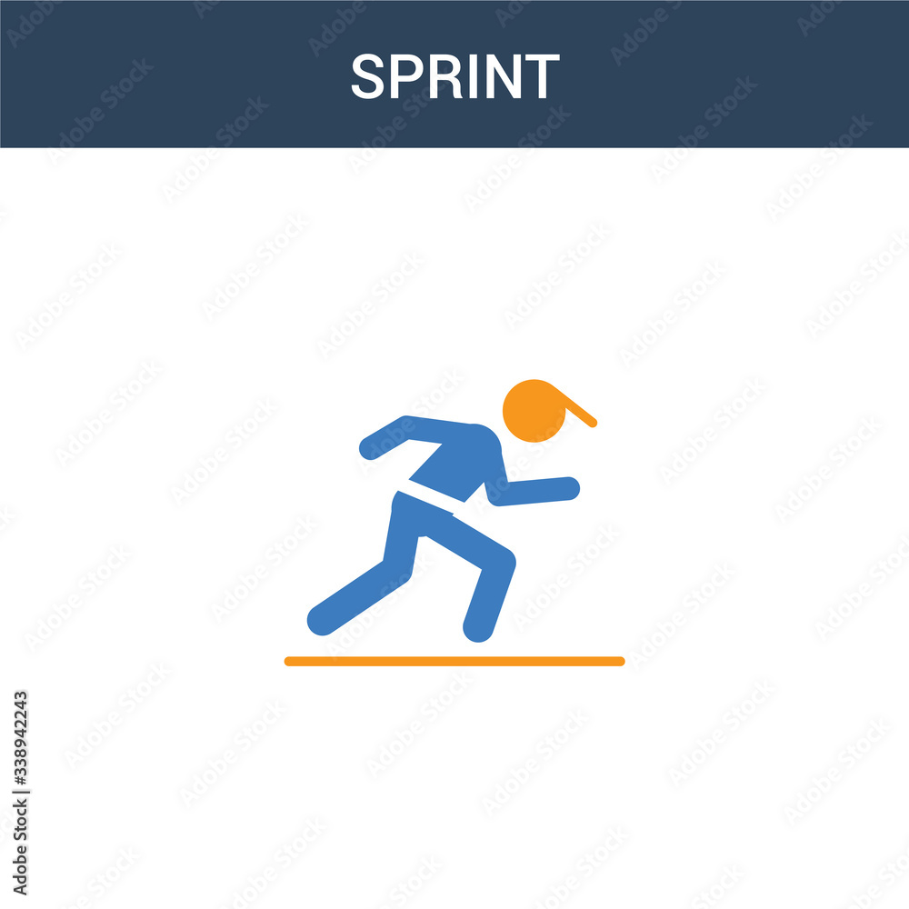 Poster two colored sprint concept vector icon. 2 color sprint vector illustration. isolated blue and orange