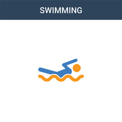 two colored Swimming concept vector icon. 2 color Swimming vector illustration. isolated blue and orange eps icon on white background.