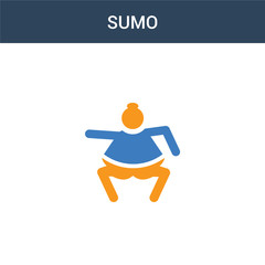 two colored sumo concept vector icon. 2 color sumo vector illustration. isolated blue and orange eps icon on white background.