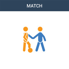 two colored Match concept vector icon. 2 color Match vector illustration. isolated blue and orange eps icon on white background.