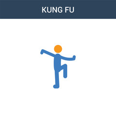 two colored kung fu concept vector icon. 2 color kung fu vector illustration. isolated blue and orange eps icon on white background.