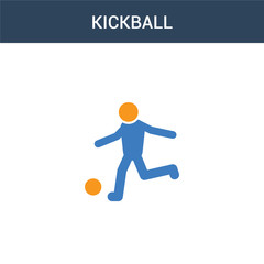 two colored kickball concept vector icon. 2 color kickball vector illustration. isolated blue and orange eps icon on white background.