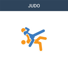 two colored judo concept vector icon. 2 color judo vector illustration. isolated blue and orange eps icon on white background.