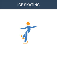 two colored Ice skating concept vector icon. 2 color Ice skating vector illustration. isolated blue and orange eps icon on white background.