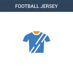 two colored Football jersey concept vector icon. 2 color Football jersey vector illustration. isolated blue and orange eps icon on white background.