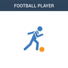 two colored Football player concept vector icon. 2 color Football player vector illustration. isolated blue and orange eps icon on white background.