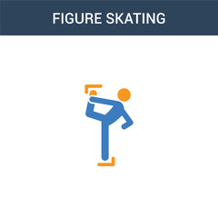 two colored figure skating concept vector icon. 2 color figure skating vector illustration. isolated blue and orange eps icon on white background.