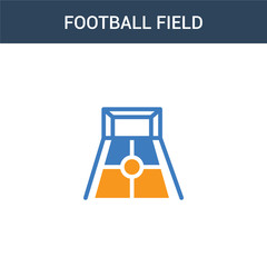 two colored Football field concept vector icon. 2 color Football field vector illustration. isolated blue and orange eps icon on white background.