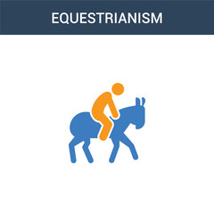 two colored equestrianism concept vector icon. 2 color equestrianism vector illustration. isolated blue and orange eps icon on white background.