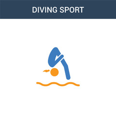 two colored Diving sport concept vector icon. 2 color Diving sport vector illustration. isolated blue and orange eps icon on white background.