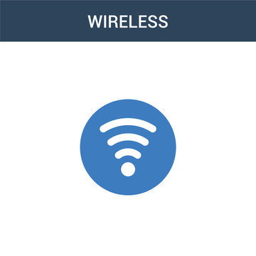 two colored Wireless concept vector icon. 2 color Wireless vector illustration. isolated blue and orange eps icon on white background.
