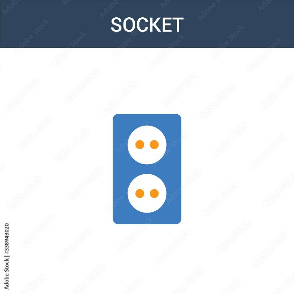 Poster two colored socket concept vector icon. 2 color socket vector illustration. isolated blue and orange