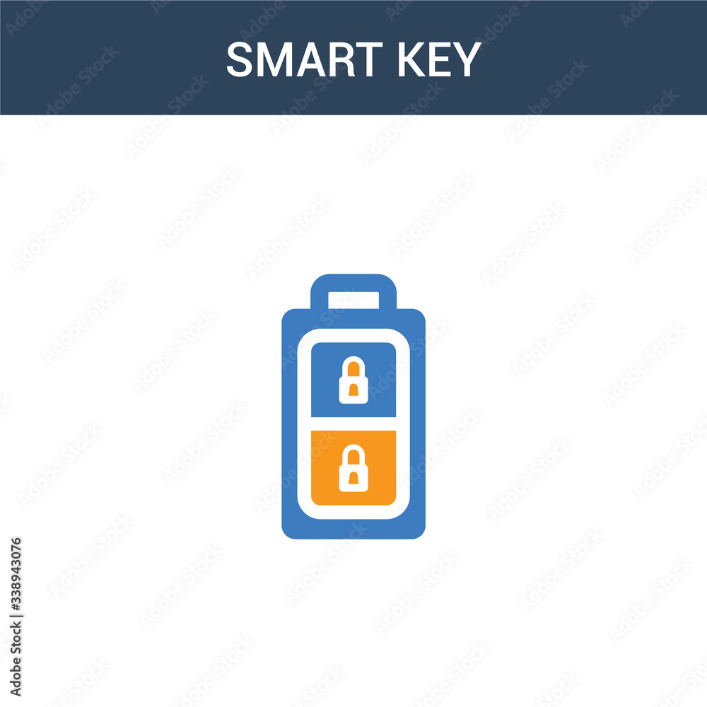 Poster two colored smart key concept vector icon. 2 color smart key vector illustration. isolated blue and 