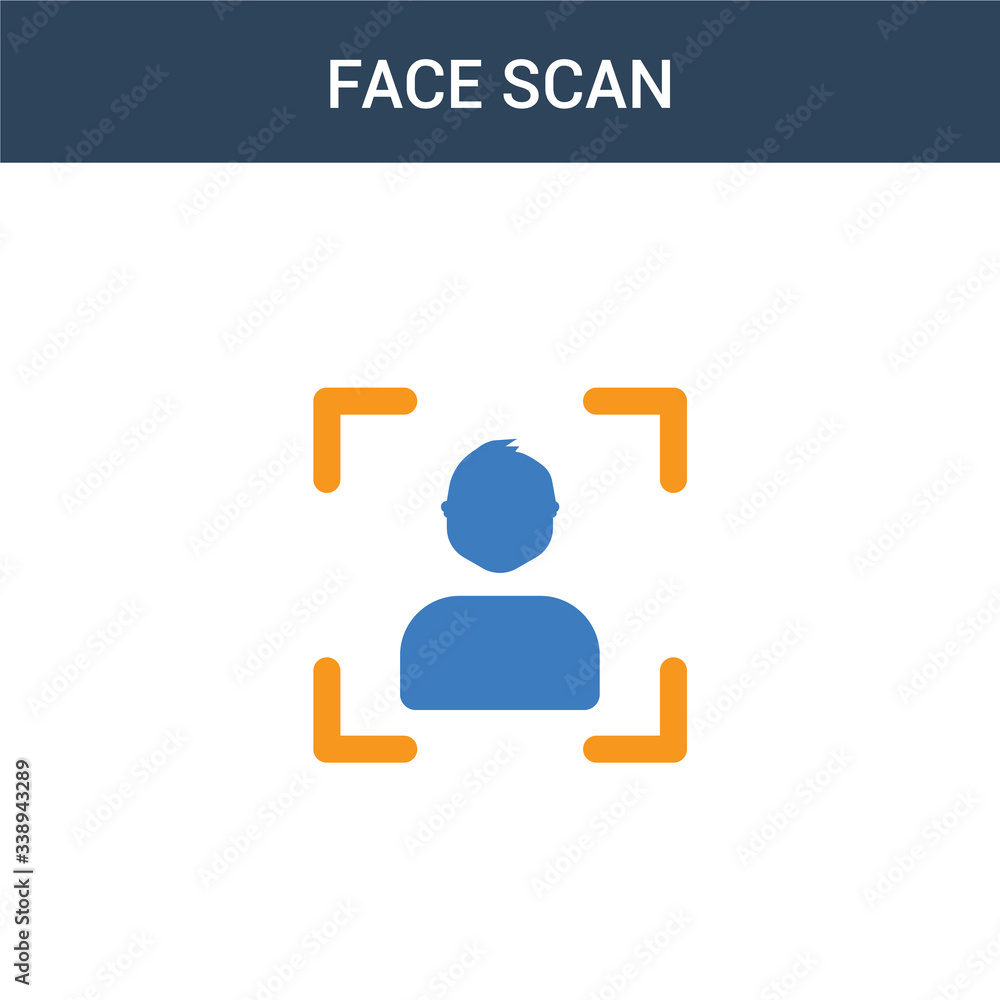 Poster two colored face scan concept vector icon. 2 color face scan vector illustration. isolated blue and 