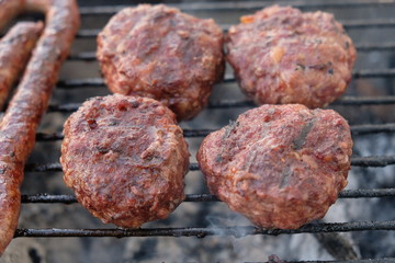 South African Braai Meat on the barbecue grill charcoal fire cooking
