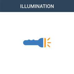 two colored Illumination concept vector icon. 2 color Illumination vector illustration. isolated blue and orange eps icon on white background.