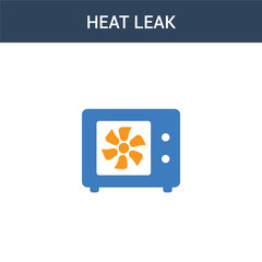 two colored heat leak concept vector icon. 2 color heat leak vector illustration. isolated blue and orange eps icon on white background.