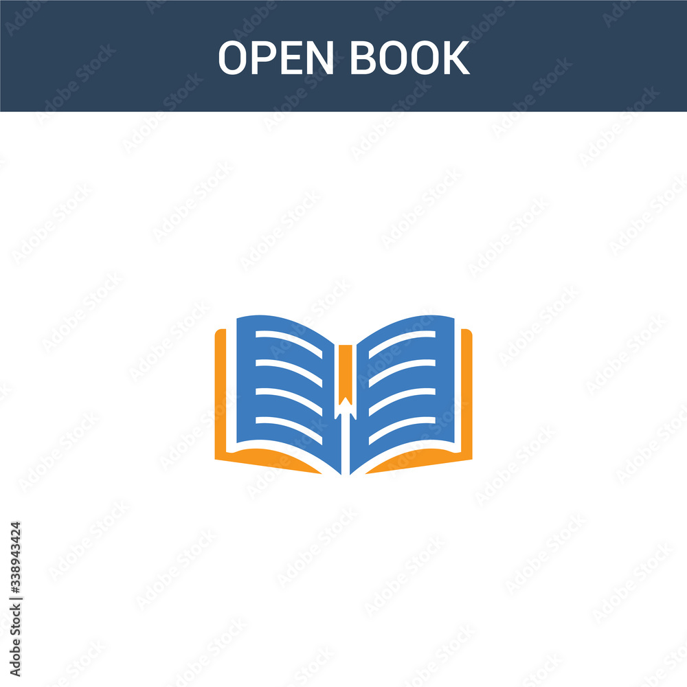 Poster two colored open book concept vector icon. 2 color open book vector illustration. isolated blue and 