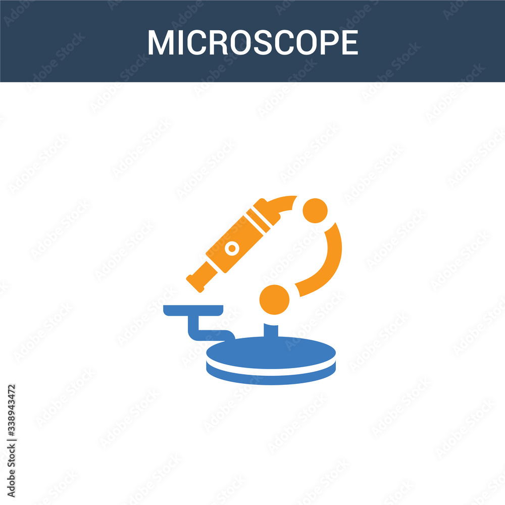 Poster two colored microscope concept vector icon. 2 color microscope vector illustration. isolated blue an