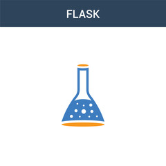 two colored Flask concept vector icon. 2 color Flask vector illustration. isolated blue and orange eps icon on white background.