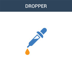 two colored Dropper concept vector icon. 2 color Dropper vector illustration. isolated blue and orange eps icon on white background.
