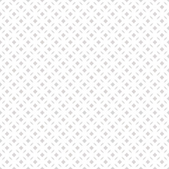 Subtle vector minimalist seamless pattern with tiny star shapes, rhombuses, delicate grid. Abstract geometric texture in pastel colors, white and light gray. Silver ornament. Fine repeat background