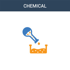 two colored Chemical concept vector icon. 2 color Chemical vector illustration. isolated blue and orange eps icon on white background.